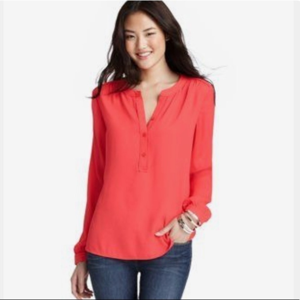 J.Crew Red Silky Tunic Top